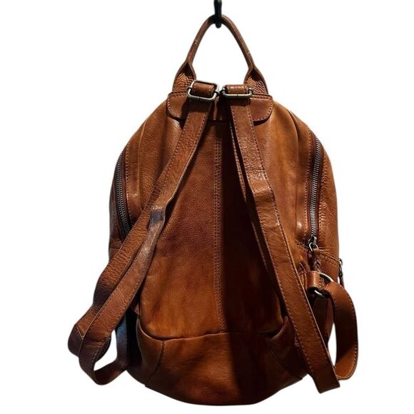 Vilenca Holland Genuine Leather Woven Backpack Cognac Brown main image 5